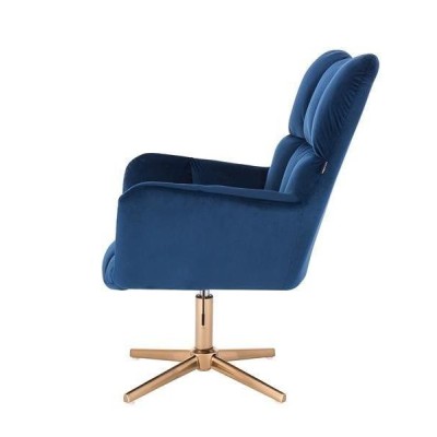 FOTEL PEDRO CROSS CIEMNE MORZE WELUR ZŁOTA PODSTAWA -Fotele Welurowe- 