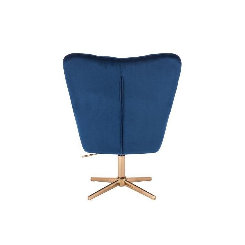 FOTEL PEDRO CROSS CIEMNE MORZE WELUR ZŁOTA PODSTAWA -Fotele Welurowe- 