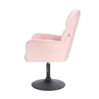 FOTEL PEDRO N PUDROWY RÓŻ WELUR CZARNA PODSTAWA -Meble- 