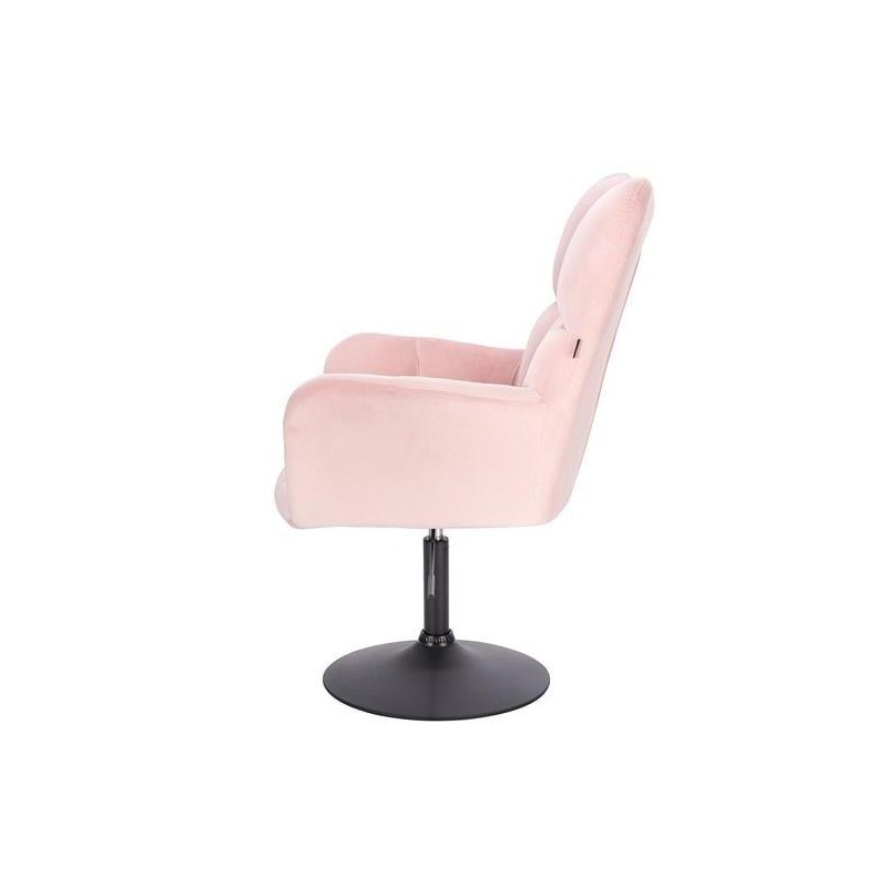 FOTEL PEDRO N PUDROWY RÓŻ WELUR CZARNA PODSTAWA -Meble- 