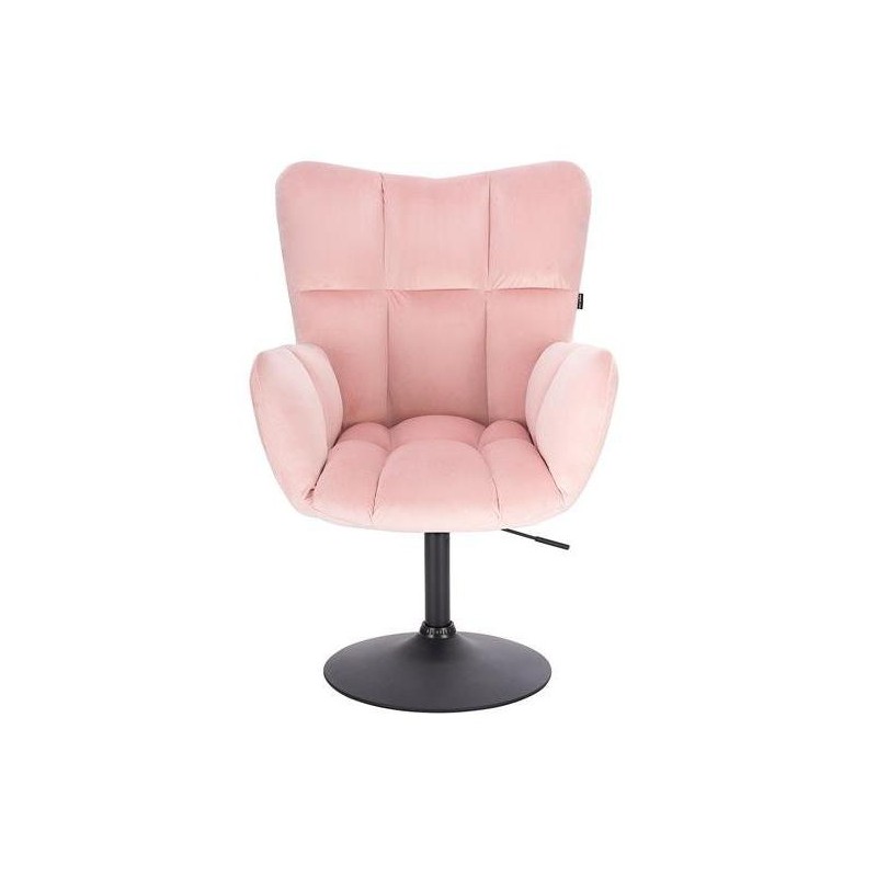 FOTEL PEDRO N PUDROWY RÓŻ WELUR CZARNA PODSTAWA -Meble- 