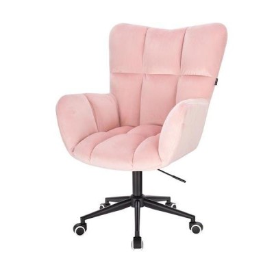 FOTEL PEDRO K PUDROWY RÓŻ WELUR CZARNA PODSTAWA -Meble- 