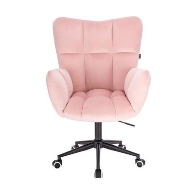 FOTEL PEDRO K PUDROWY RÓŻ WELUR CZARNA PODSTAWA -Meble- 