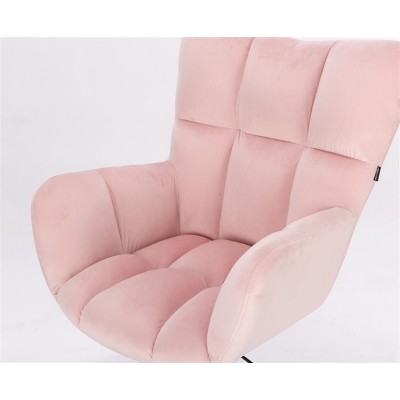 FOTEL PEDRO K PUDROWY RÓŻ WELUR CZARNA PODSTAWA -Meble- 