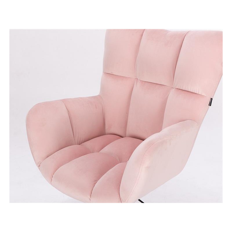 FOTEL PEDRO K PUDROWY RÓŻ WELUR CZARNA PODSTAWA -Meble- 