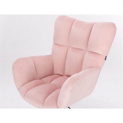 FOTEL PEDRO K PUDROWY RÓŻ WELUR CZARNA PODSTAWA -Meble- 