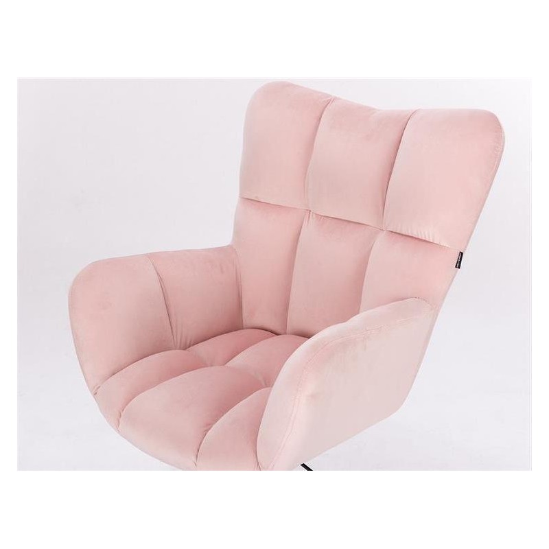 FOTEL PEDRO K PUDROWY RÓŻ WELUR CZARNA PODSTAWA -Meble- 