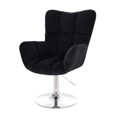 Black velour beauty chair silver