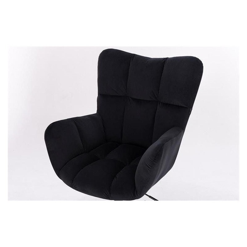 Black velour cosmetic chair silver-base