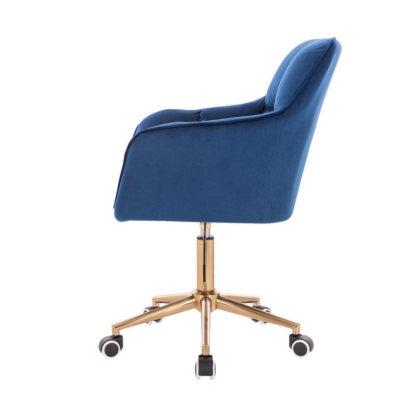 Velour chair dark-sea gold casters