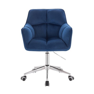 Dark-sea velvet chair, chrome base