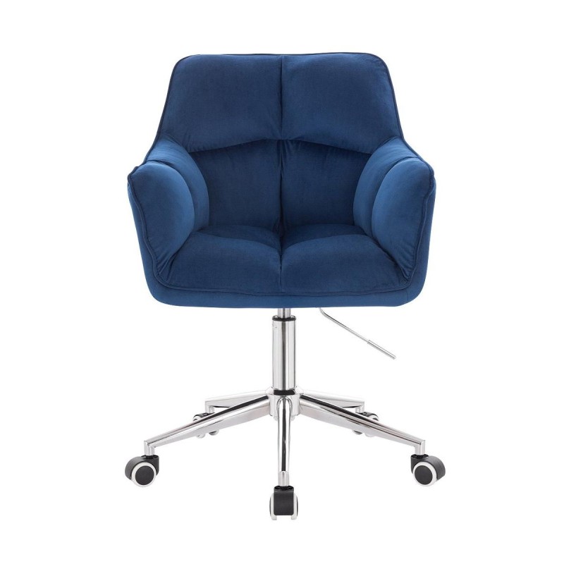 Dark-sea velvet chair, chrome base