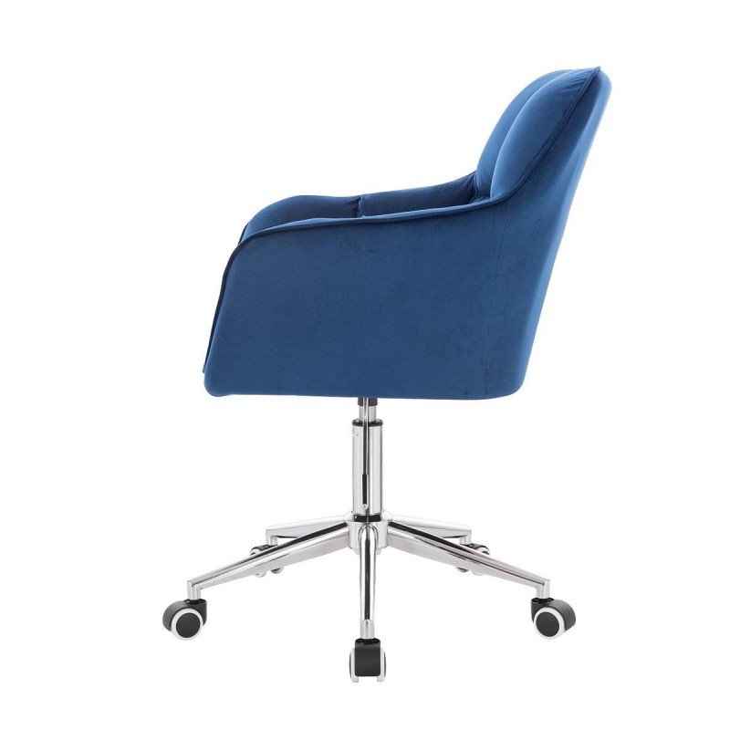 Dark-sea velvet chair chrome casters