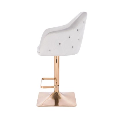 White eco-leather stool gold base