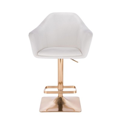 White eco-leather stool gold base