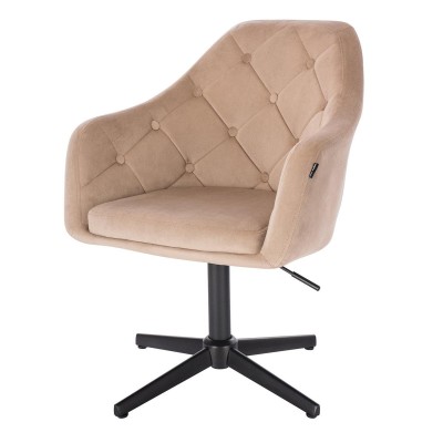 HOKER BLERM CROSS LATTE WELUR CZARNA PODSTAWA -Fotele Welurowe- 