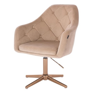 Latte velvet cosmetic chair gold