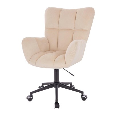 Cream velour chair black base
