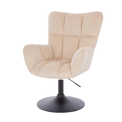 Cream velvet chair black base