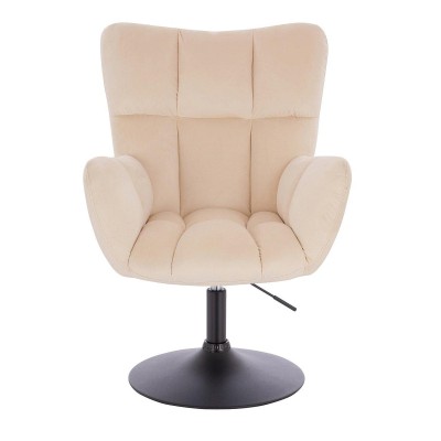 Cream velour chair black base