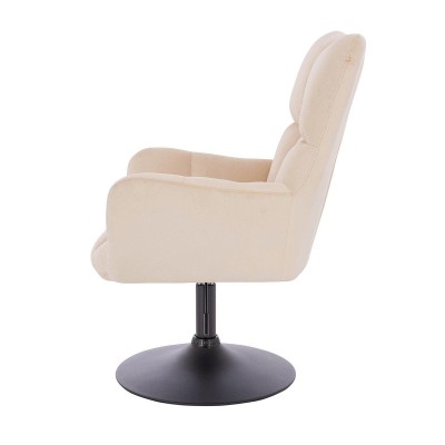 Cream velour chair black base