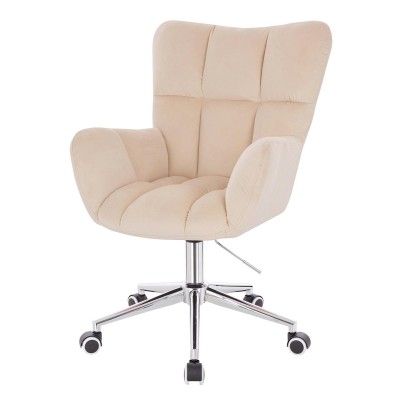 Cream velour chair chrome casters