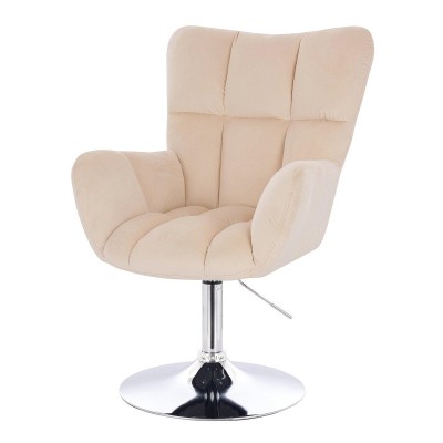 Cream velour cosmetic chair chrome