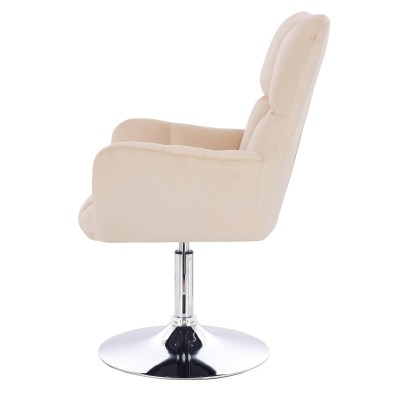 Cream velour chair chrome base
