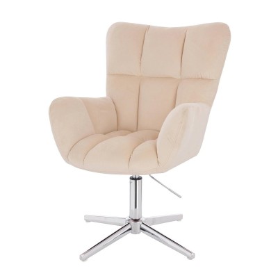 Cream velour cosmetic chair chrome