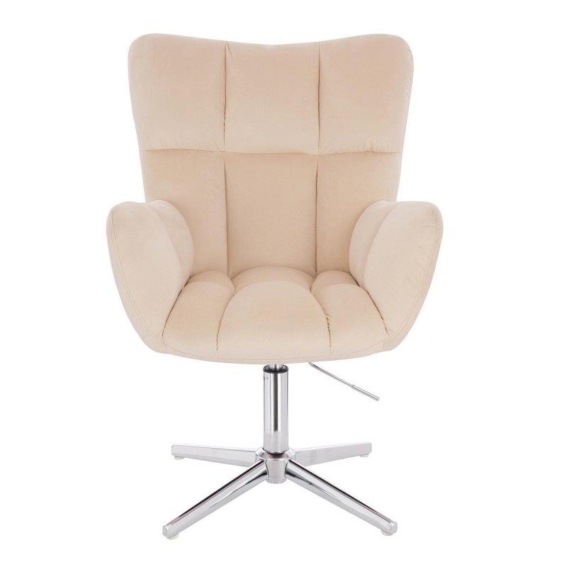 Cream velour chair chrome crossbase