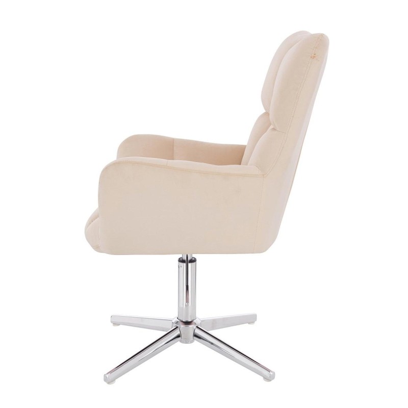 Cream velour chair chrome crossbase