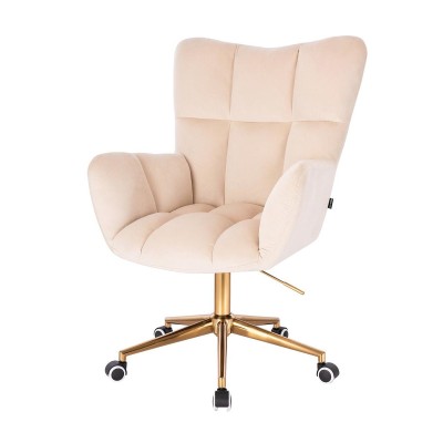 Cream velour chair gold casters