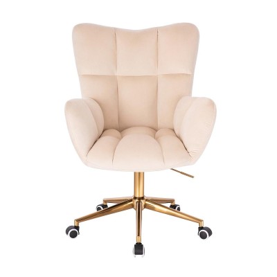 Cream velour chair gold casters
