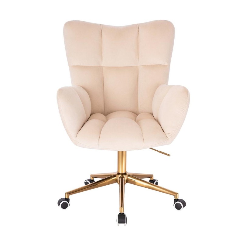 Cream velour chair gold casters