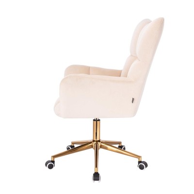 Cream velour chair gold base
