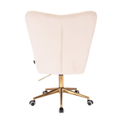 Cream velour chair, gold casters
