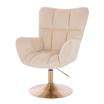 Cream velour chair gold base