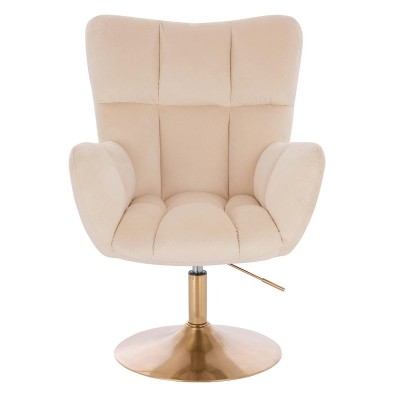 Cream velour chair gold base