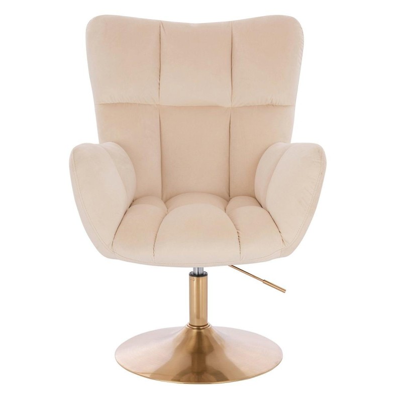 Cream velour chair gold base
