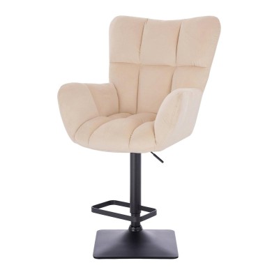 Cream velour chair black base