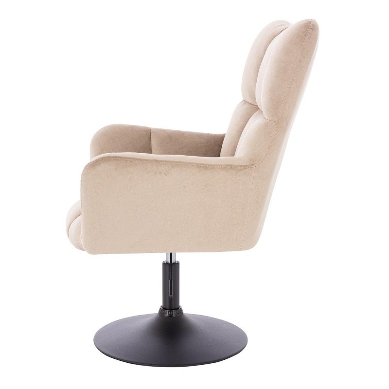 Latte velvet chair black base