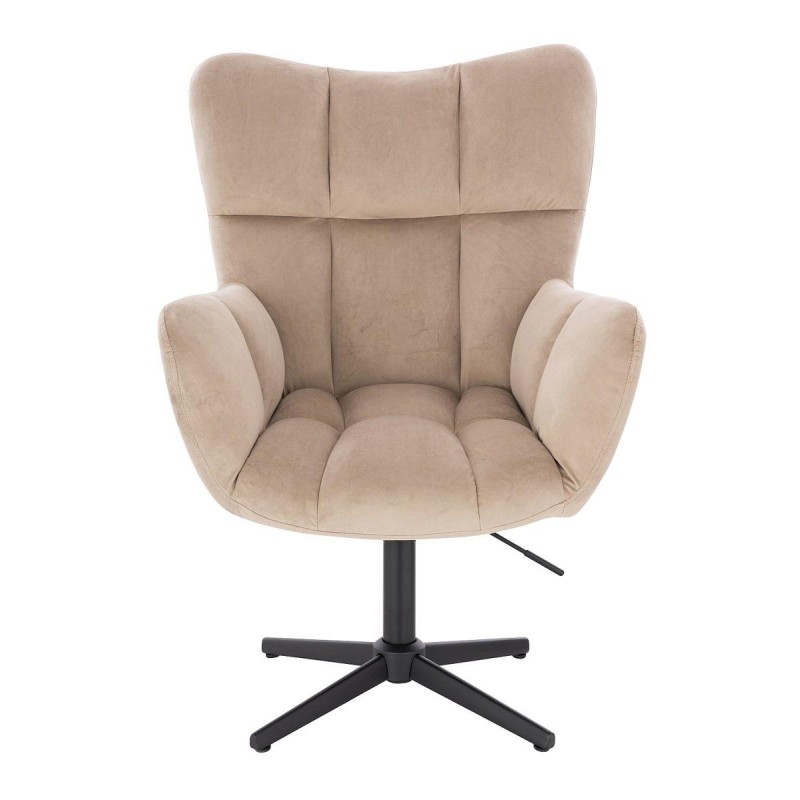 FOTEL PEDRO CROSS LATTE WELUR CZARNA PODSTAWA -Fotele Welurowe- 