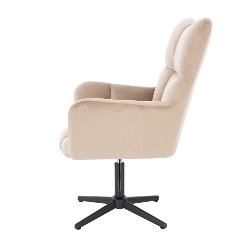 FOTEL PEDRO CROSS LATTE WELUR CZARNA PODSTAWA -Fotele Welurowe- 