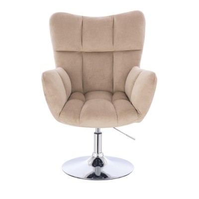 Latte velour chair chrome base
