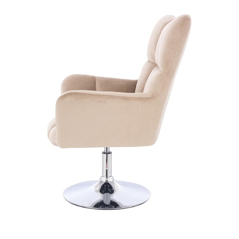 Latte velvet chair chrome base
