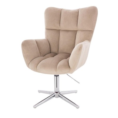 Latte velour salon chair chrome