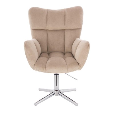 Latte velour chrome cross chair