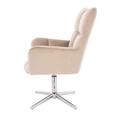 Latte velour salon chair chrome-base