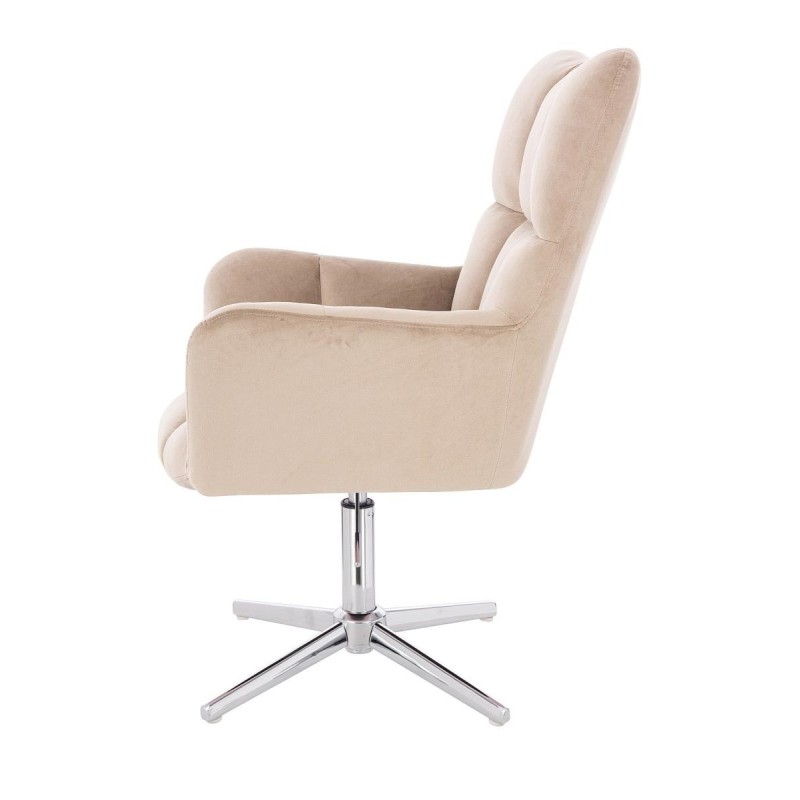 Latte velour salon chair chrome-base