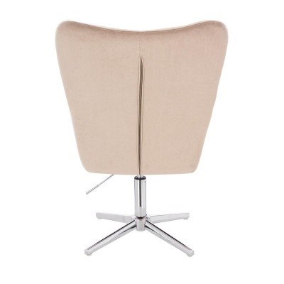 Latte velvet chair chrome cross